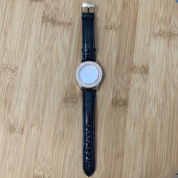 Stauer Sirene Analog Stainless Steel Rose Gold CZ Leather Adjustable strap Watch - Picture 4 of 13